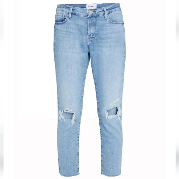 Frame Le Garçon Crop Boyfriend Straight Leg Jeans in Cebu Rips 29 - Picture 11 of 16